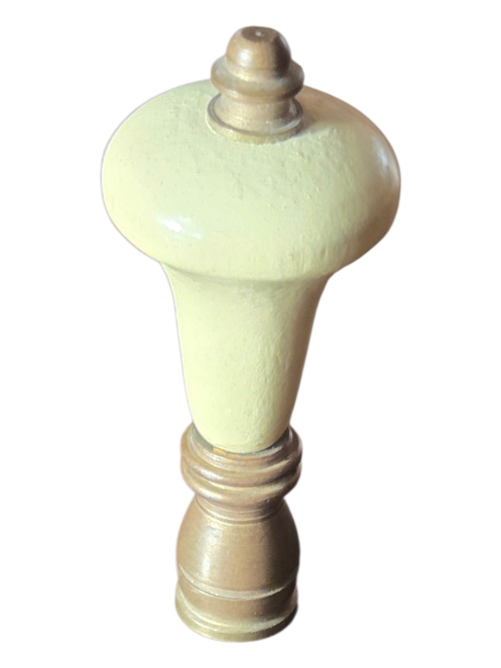 Vintage Porcelin  Lamp  Wooden Finial Accent.